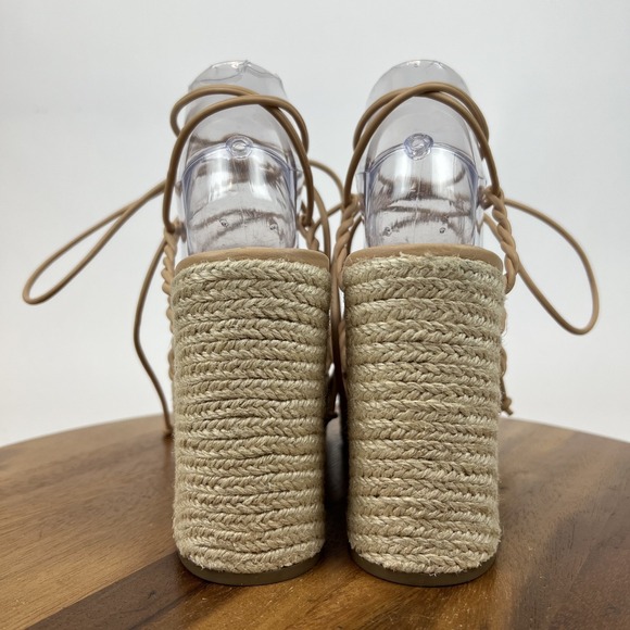 New Womens Marc Fisher Oliver Beige Strappy Platform Espadrille Sandals Size 9.5 - Picture 5 of 9